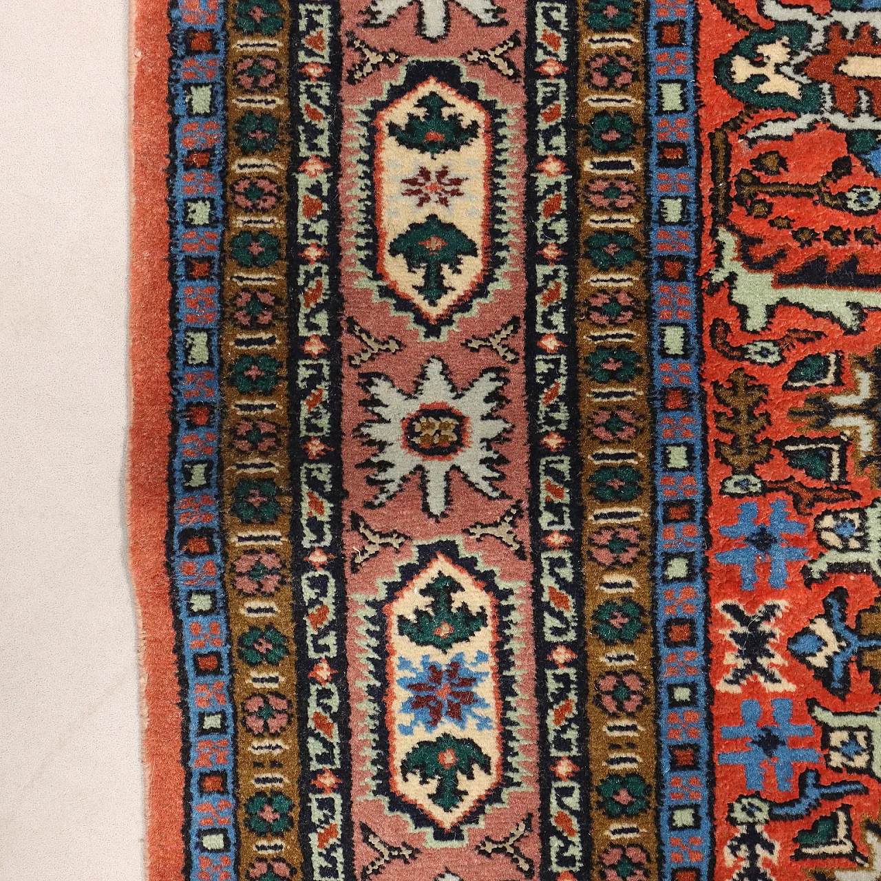 Hand-knotted rug, fine knotting, cotton, wool, and silk, 20th century 7