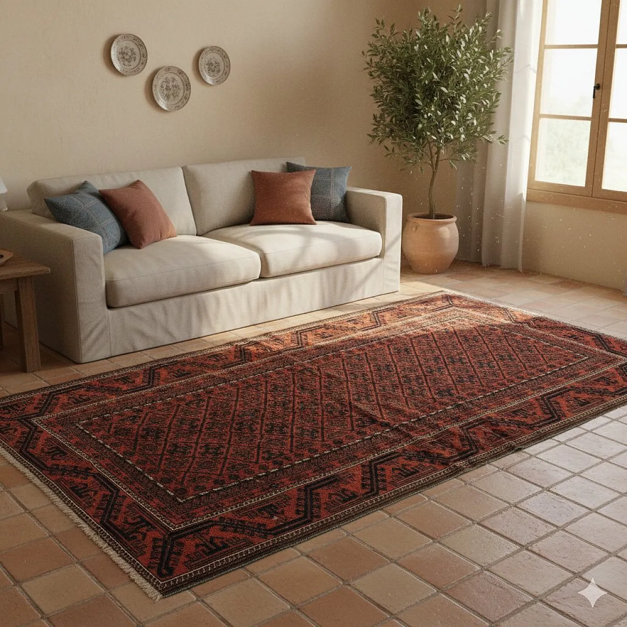 Baluchi wool rug, handmade, fine knot, 20th century 2