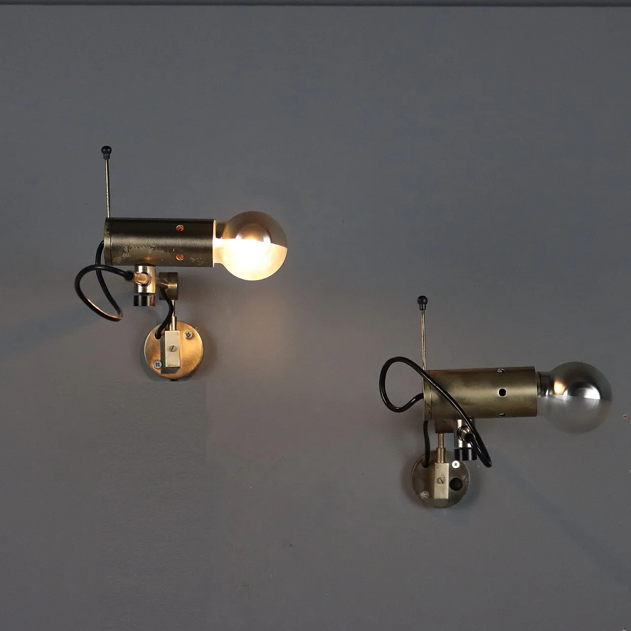 Pair of anodized aluminum sconces, 20th century 2
