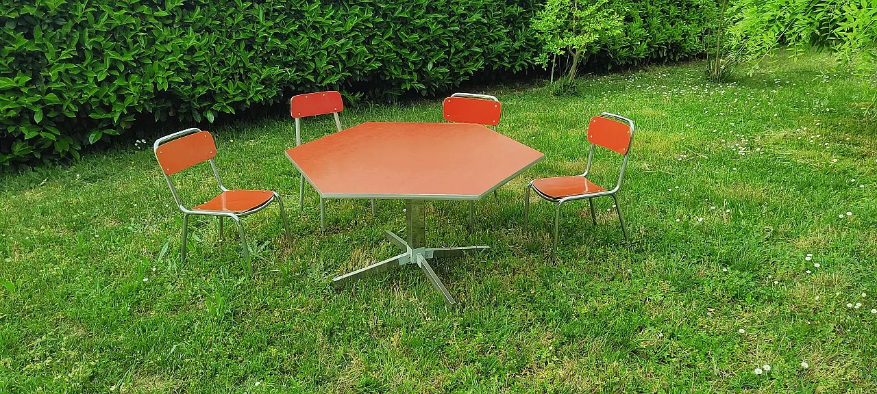 Formica kindergarten table with 4 chairs, 1960s 1