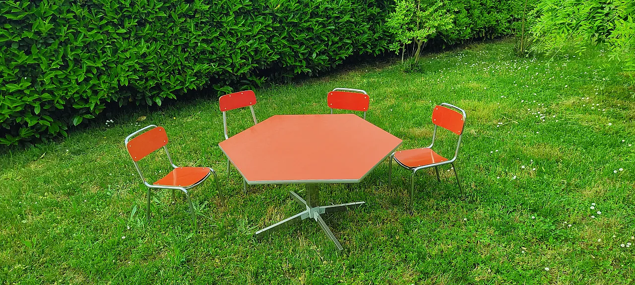 Formica kindergarten table with 4 chairs, 1960s 2
