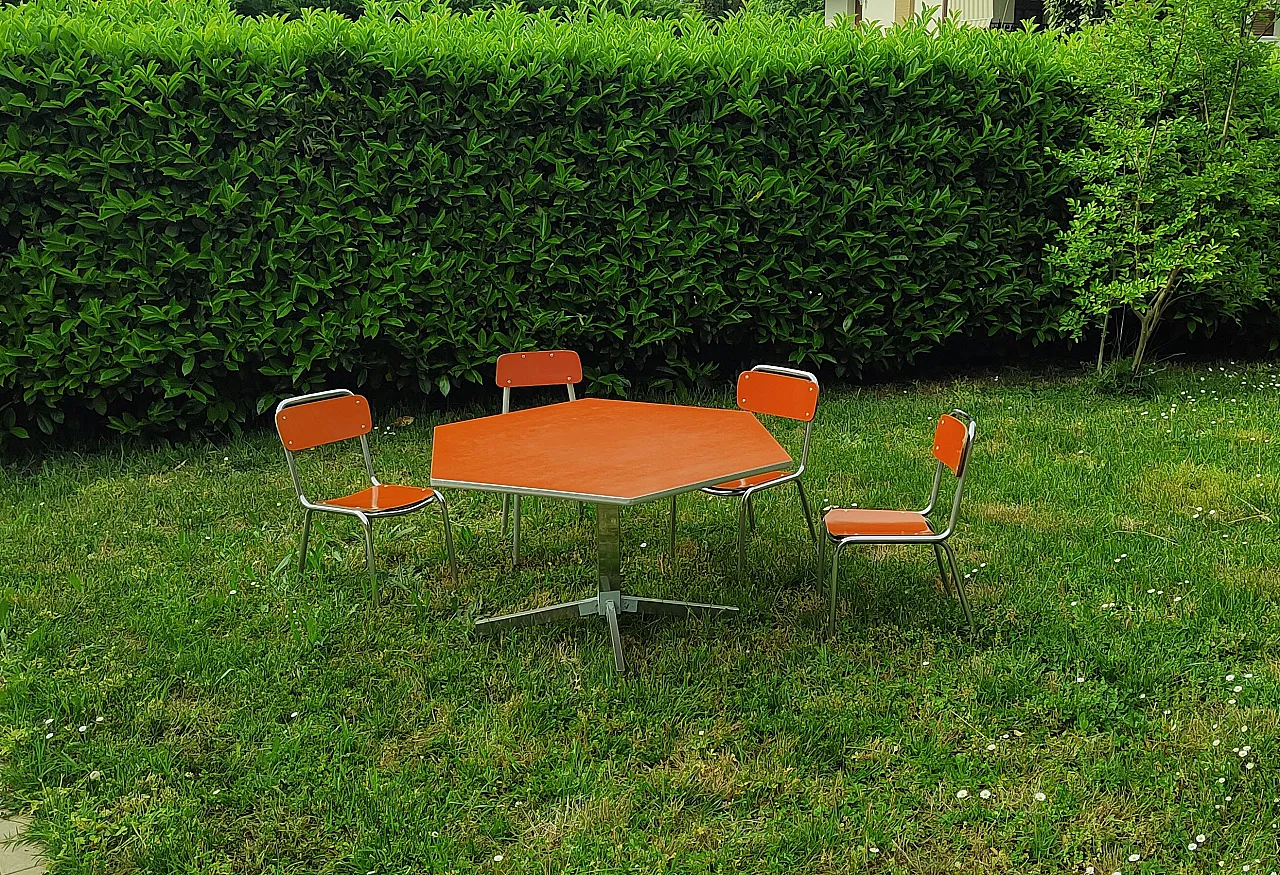 Formica kindergarten table with 4 chairs, 1960s 3