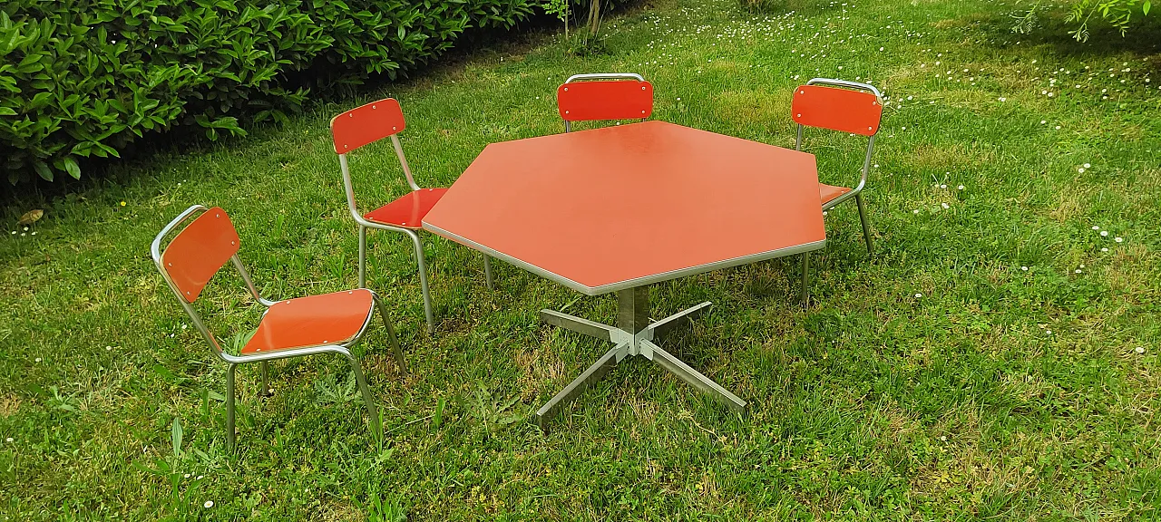 Formica kindergarten table with 4 chairs, 1960s 7