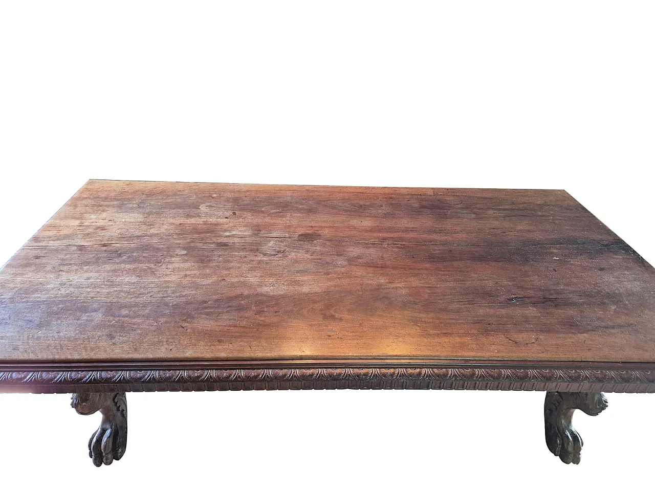 Monumental Neo-Renaissance Florentine table in carved walnut, 20th c. 13