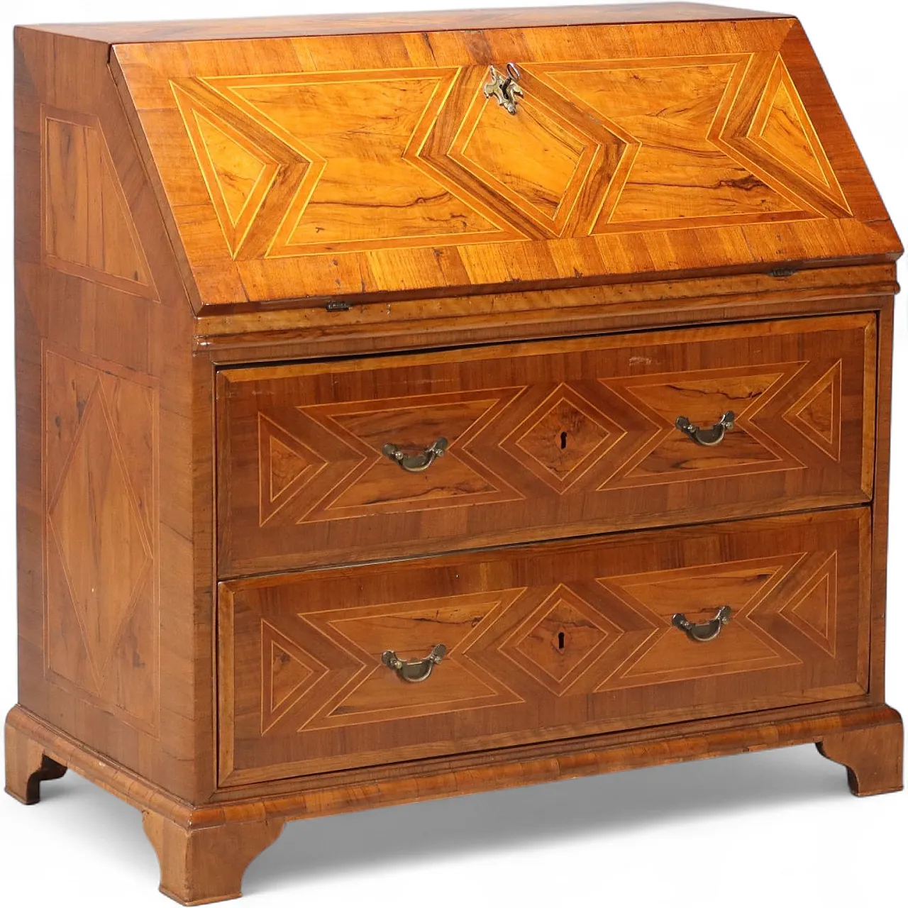 Walnut flap with olive wood scores, 18th century 11