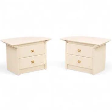 Pair of cream lacquered bedside tables by Pierre Cardin, 1980s