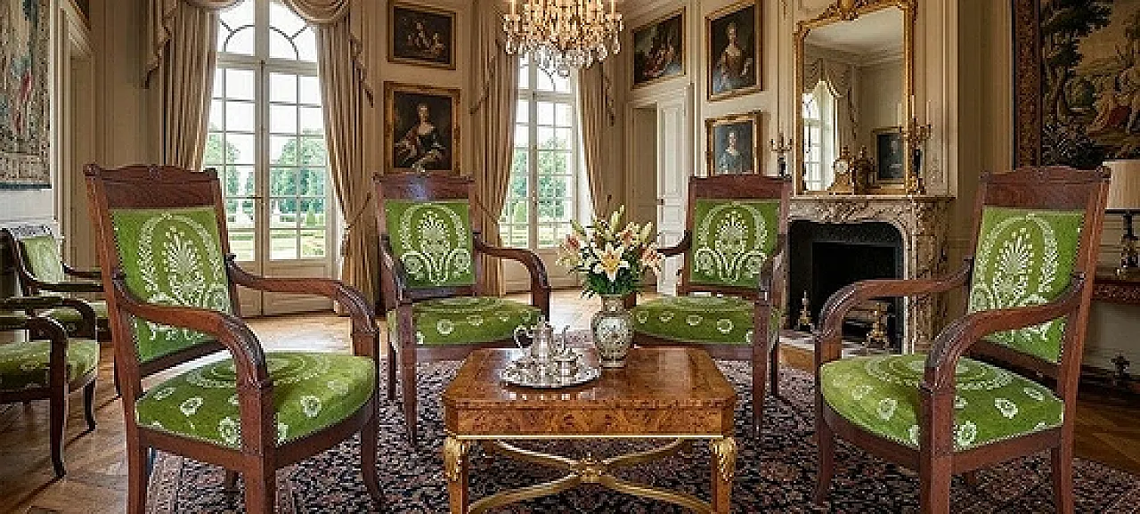 4 Solid mahogany armchairs, early 19th century 1