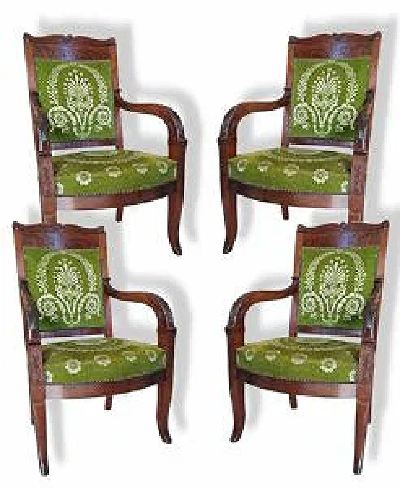 4 Solid mahogany armchairs, early 19th century 2