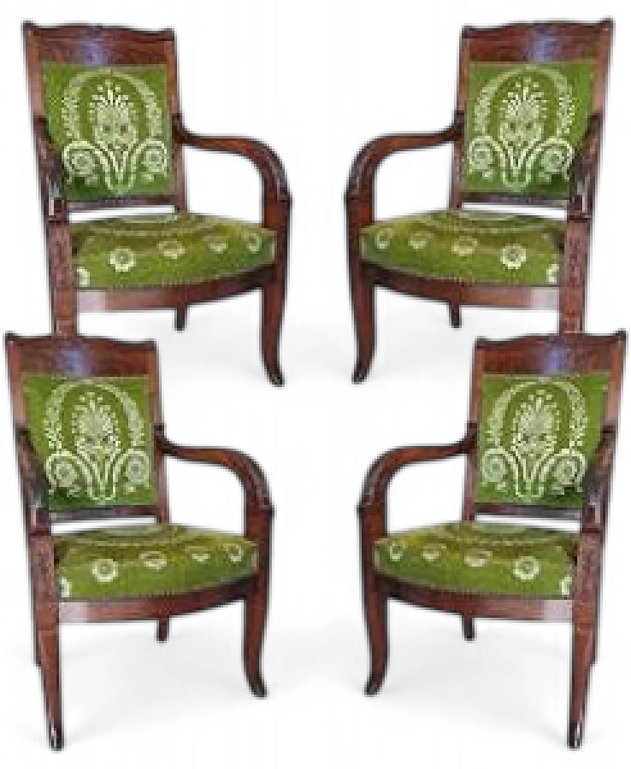 4 Solid mahogany armchairs, early 19th century 11