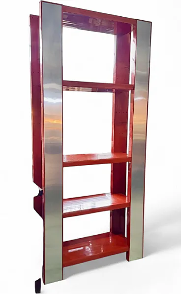 Lacquered plastic bookcase and anodized aluminum inserts, 1970s