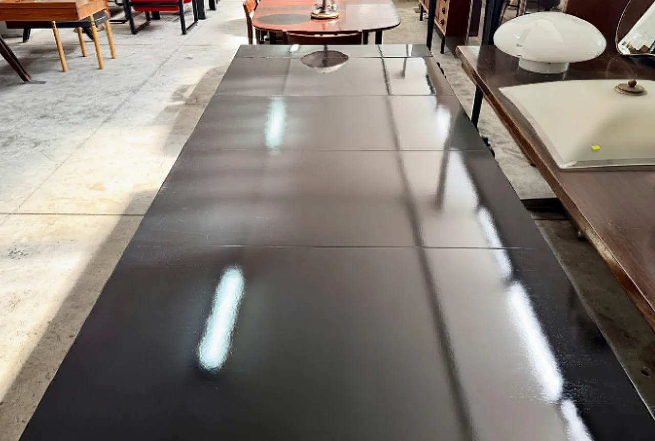 Black lacquered metal extendable console table, 1980s 6