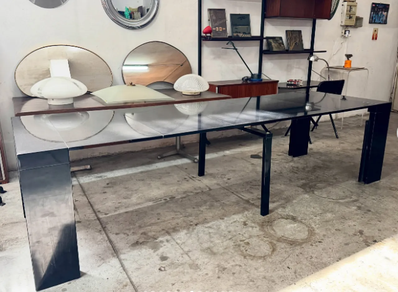 Black lacquered metal extendable console table, 1980s 7