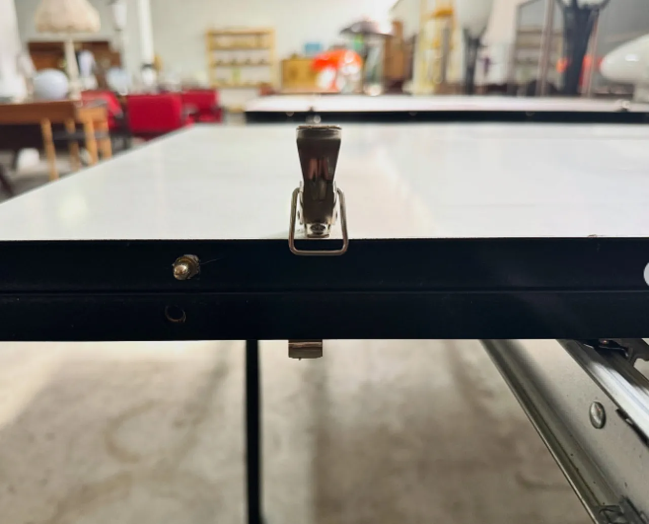 Black lacquered metal extendable console table, 1980s 9