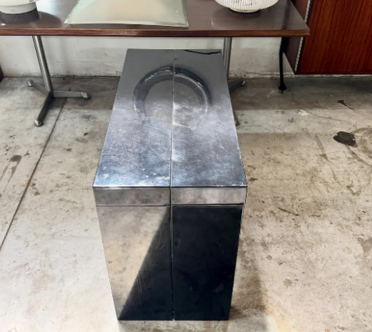 Black lacquered metal extendable console table, 1980s 12