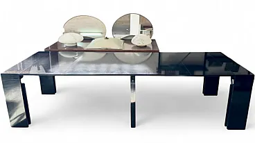 Black lacquered metal extendable console table, 1980s