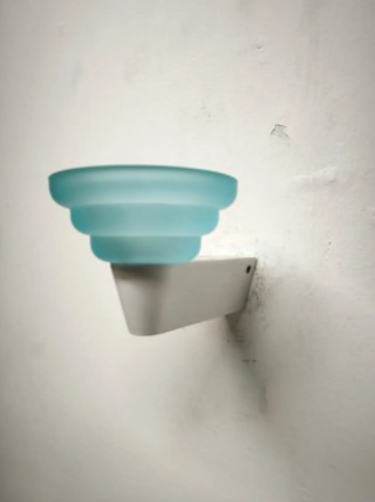 Light blue glass wall lamp from Leucos, 1980s 2