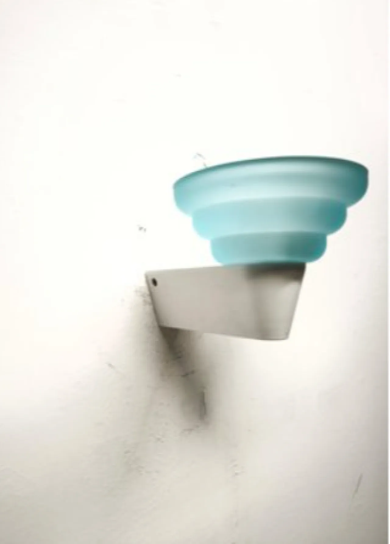 Light blue glass wall lamp from Leucos, 1980s 3