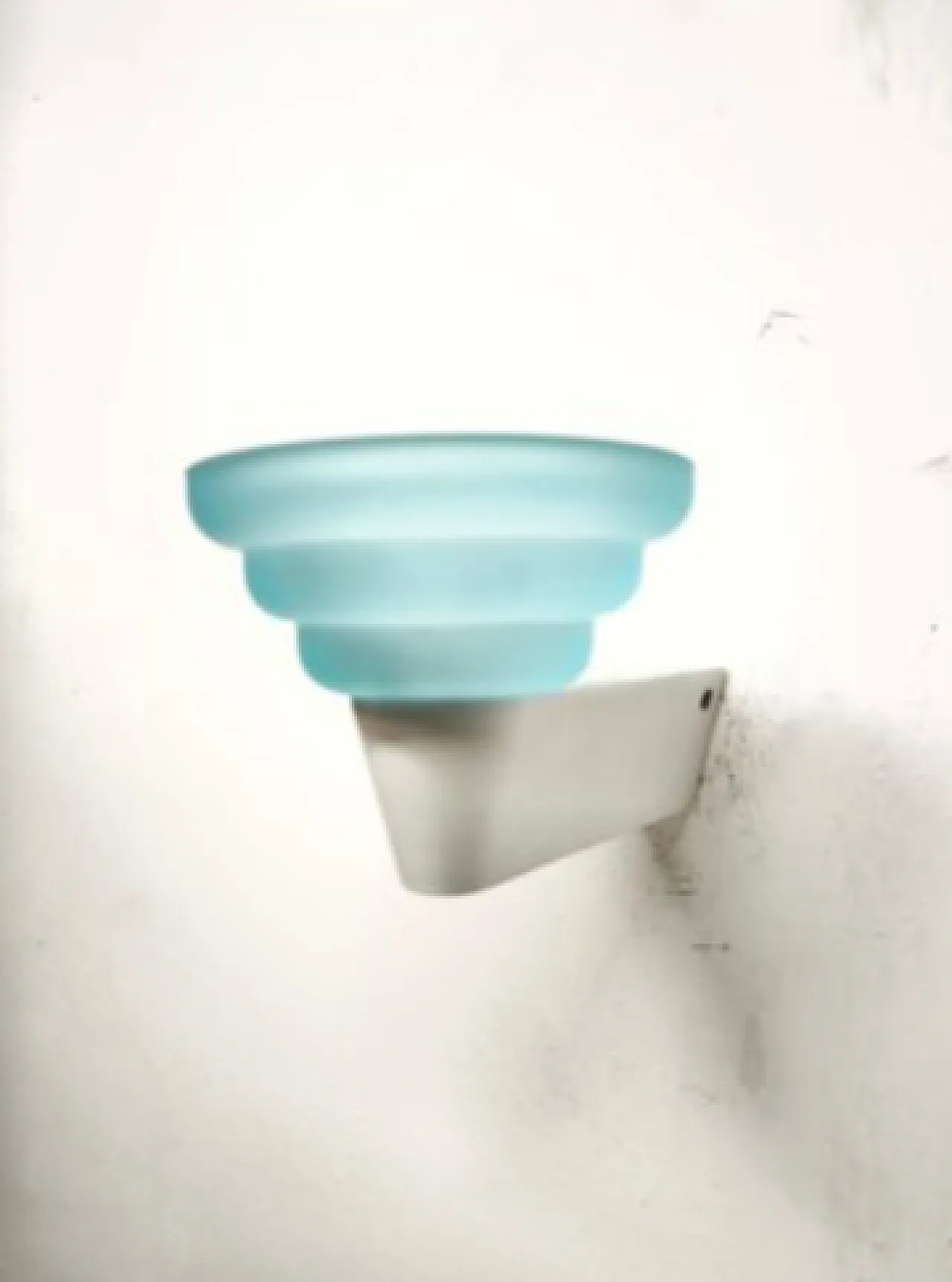 Light blue glass wall lamp from Leucos, 1980s 4