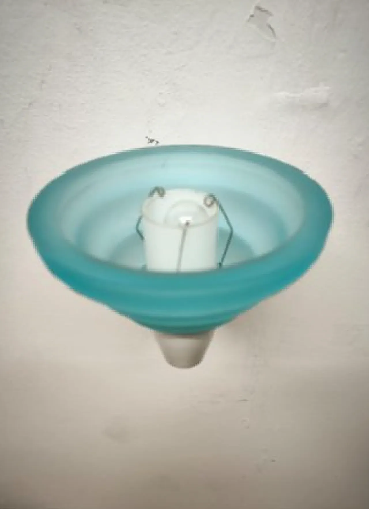 Light blue glass wall lamp from Leucos, 1980s 6