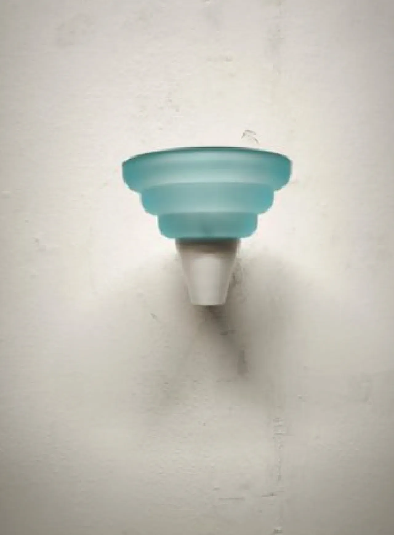 Light blue glass wall lamp from Leucos, 1980s 7