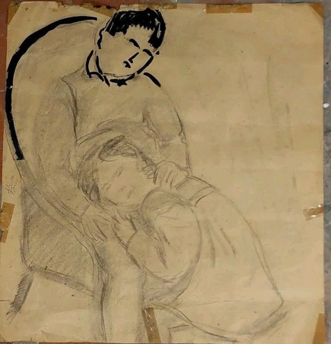 Cantiere, carbone su carta, anni '50 9