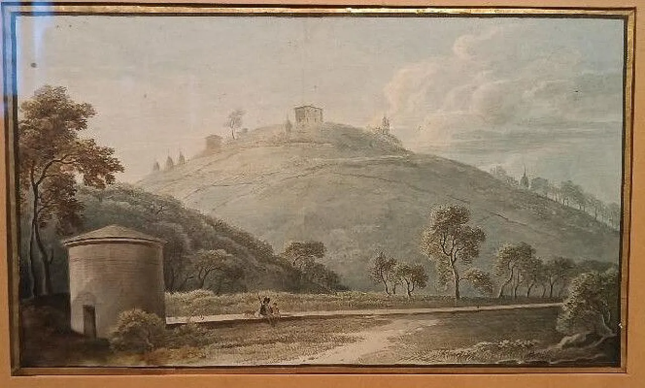 Paesaggio, acquerello su carta, inizio '800 4
