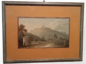 Landscape, watercolor on paper, early 19th century