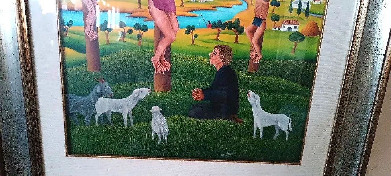 Crucifixion Naif by Cesare Marchesini, oil on canvas, 1930s 5