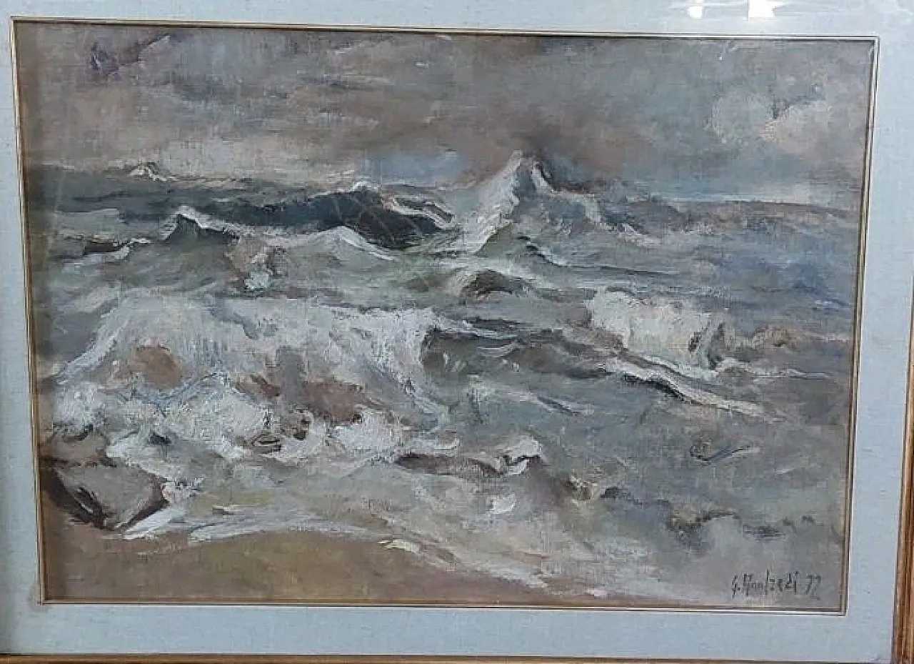 Marina di Giuseppe Manfredi, olio su cartone, '900 3