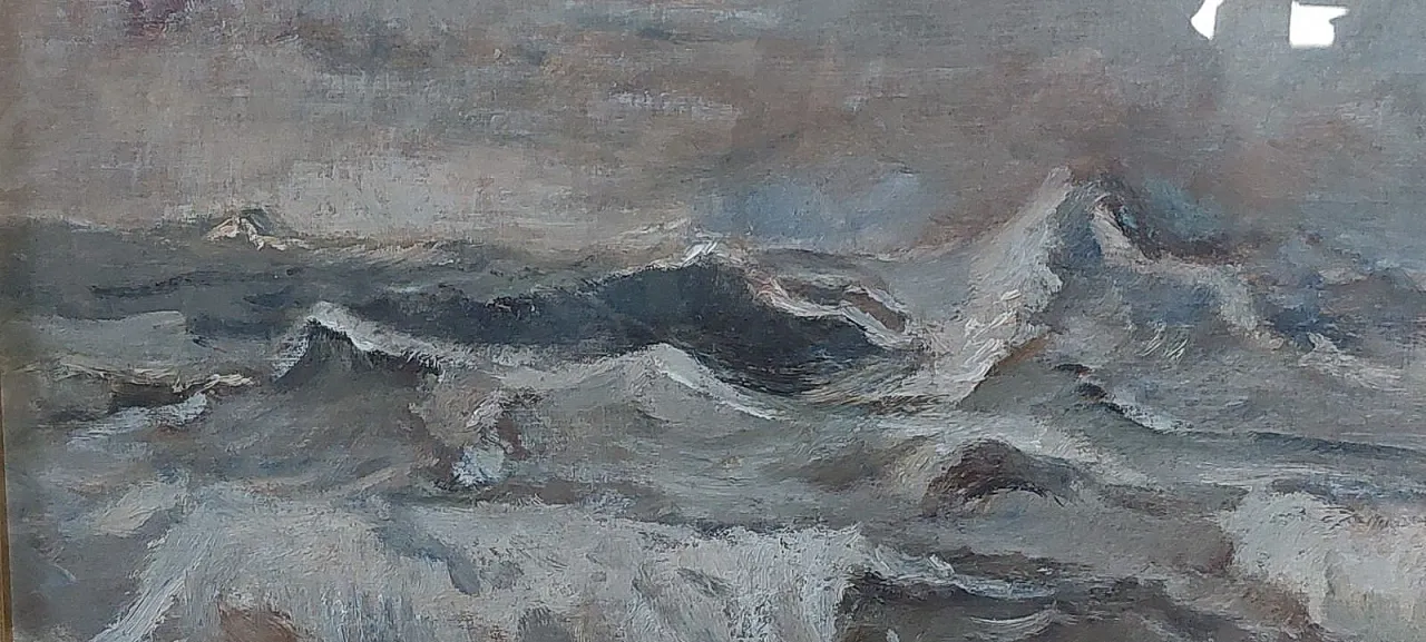 Marina di Giuseppe Manfredi, olio su cartone, '900 6