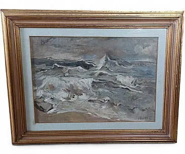 Marina di Giuseppe Manfredi, olio su cartone, '900