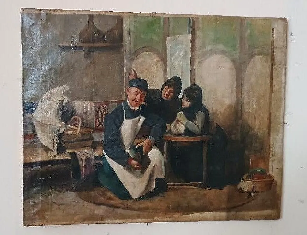 Il calzolaio, olio su tela, '800 1
