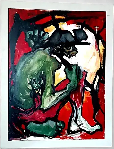 Figura astratta, olio su tela, anni '70