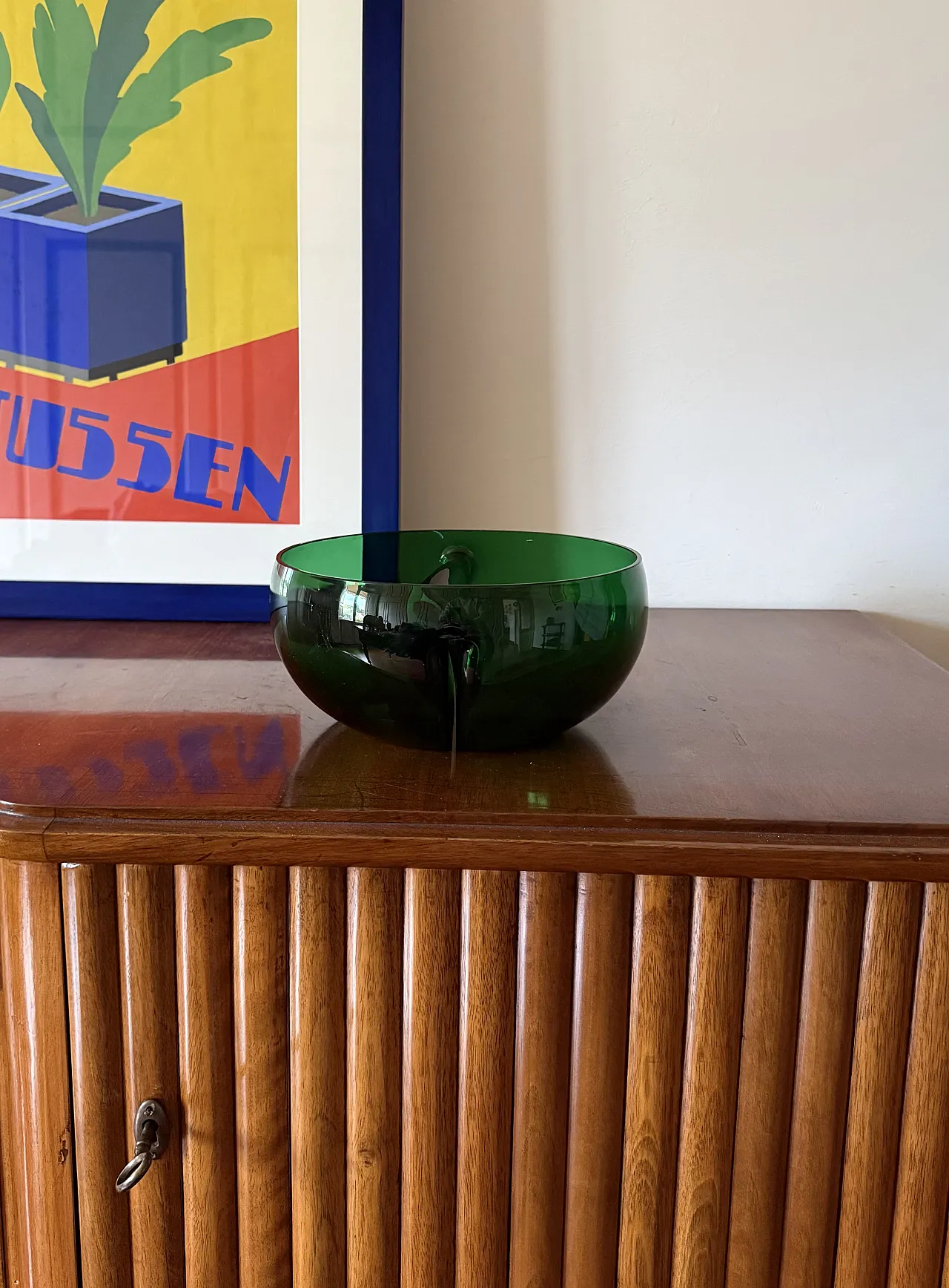 Ciotola in vetro verde Midcentury, Italia 1960 2