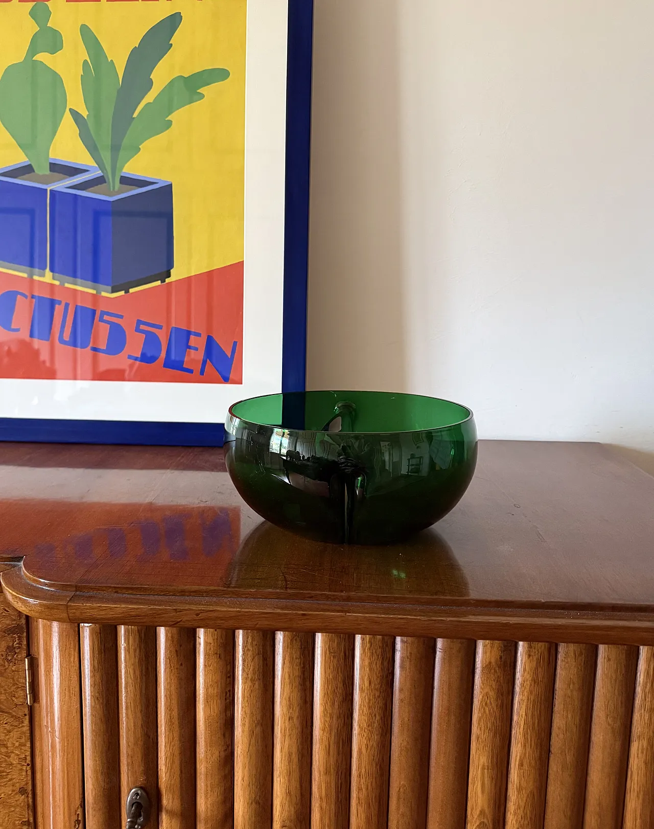 Ciotola in vetro verde Midcentury, Italia 1960 3