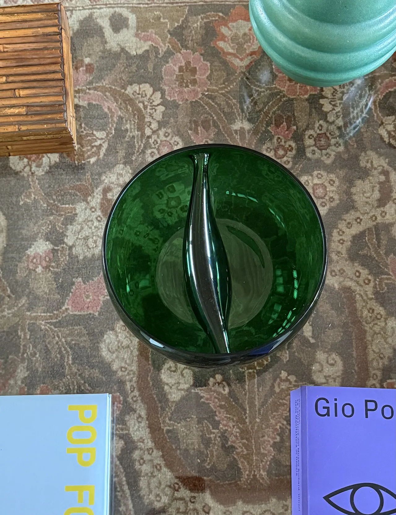 Ciotola in vetro verde Midcentury, Italia 1960 4