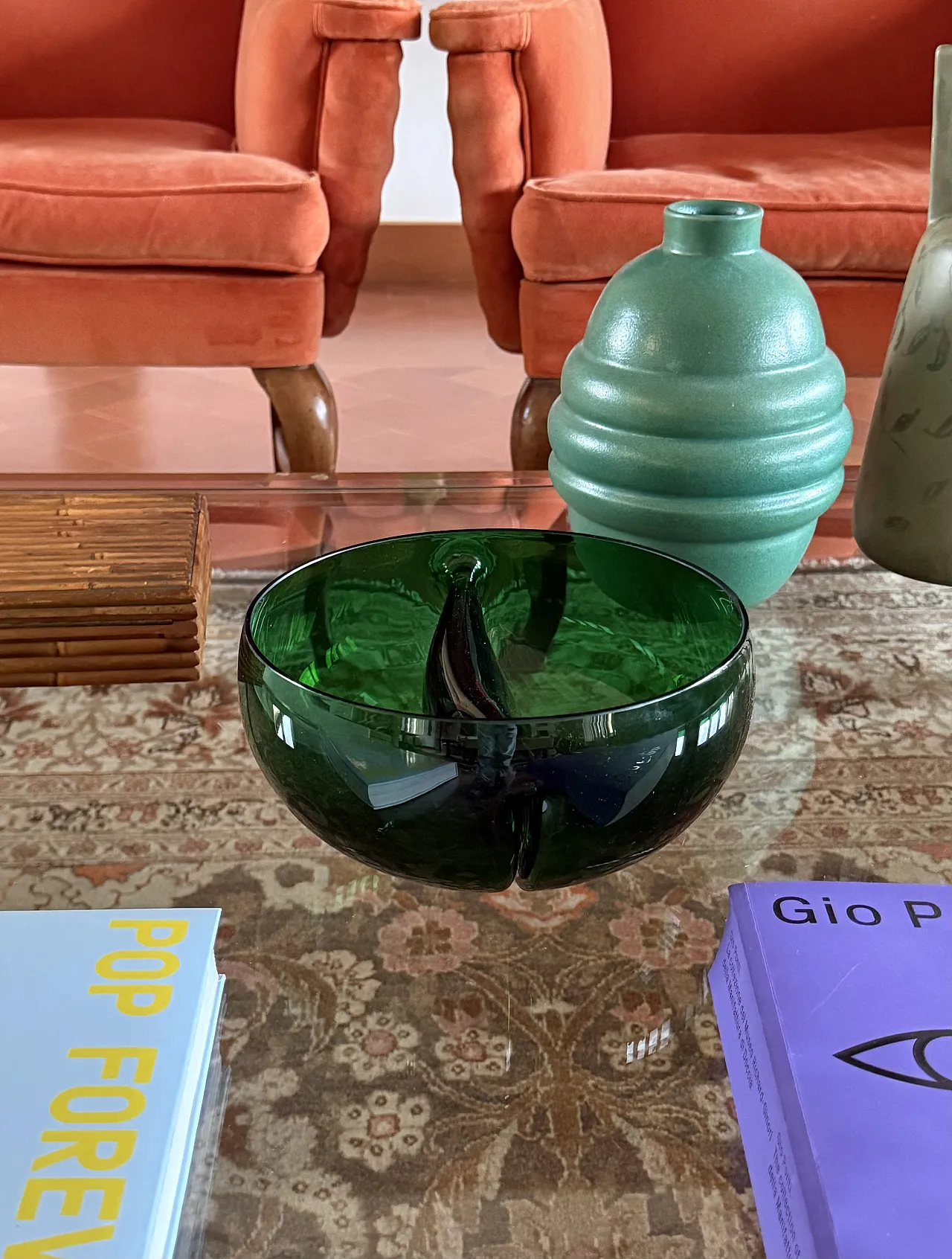 Ciotola in vetro verde Midcentury, Italia 1960 5