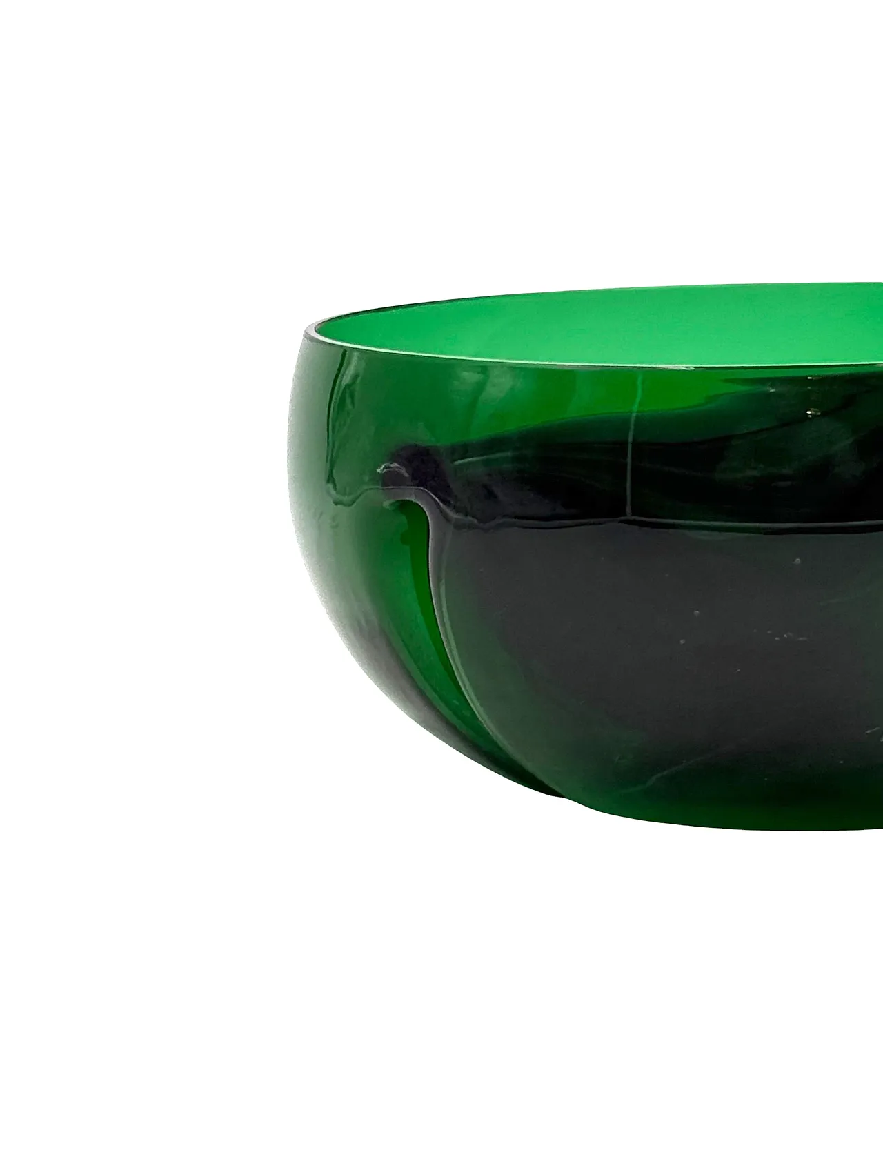 Ciotola in vetro verde Midcentury, Italia 1960 10