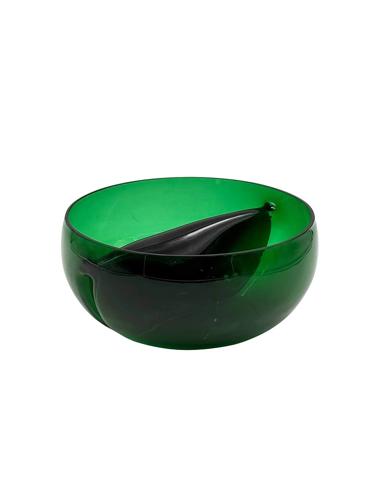 Ciotola in vetro verde Midcentury, Italia 1960 11