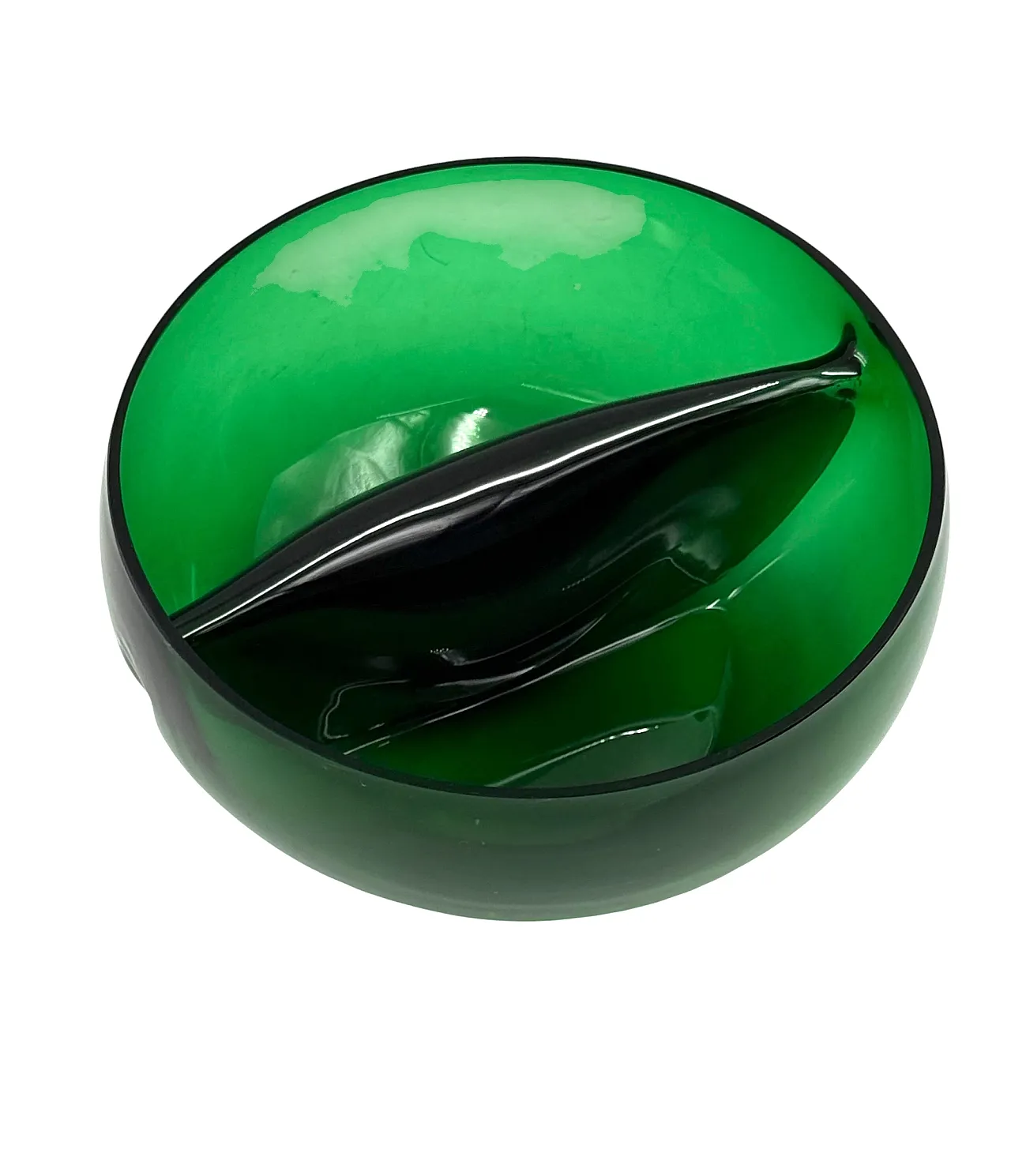 Ciotola in vetro verde Midcentury, Italia 1960 12