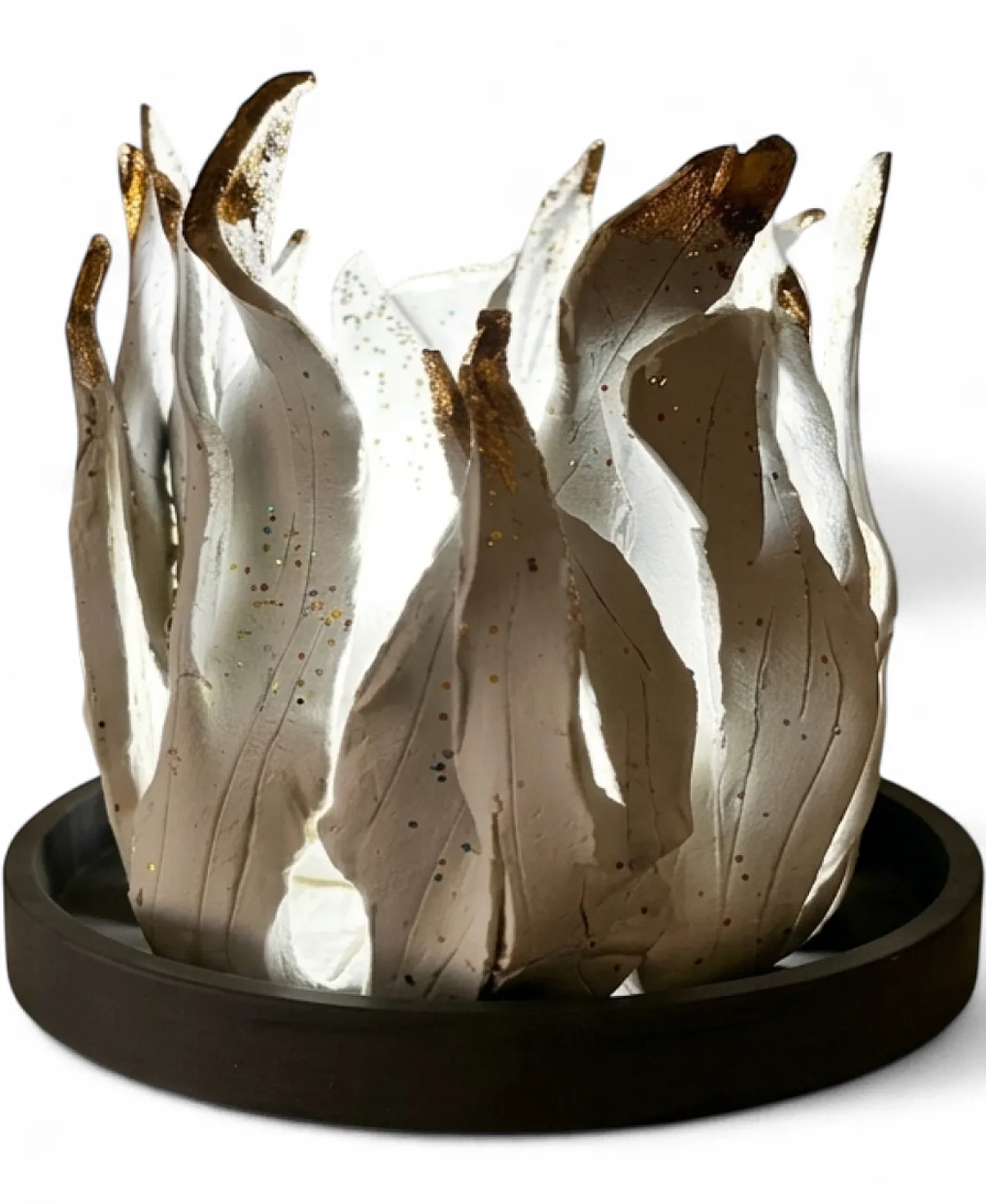 Il Braciere, clay and gold sculpture by A. Angoli, 2000s 7