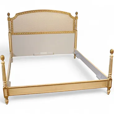 Lacquered and gilded double bed in Louis XVI style, 1950s