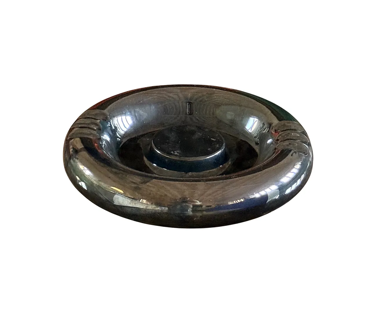 Iridescent blue ceramic ashtray, Italy 1970 6
