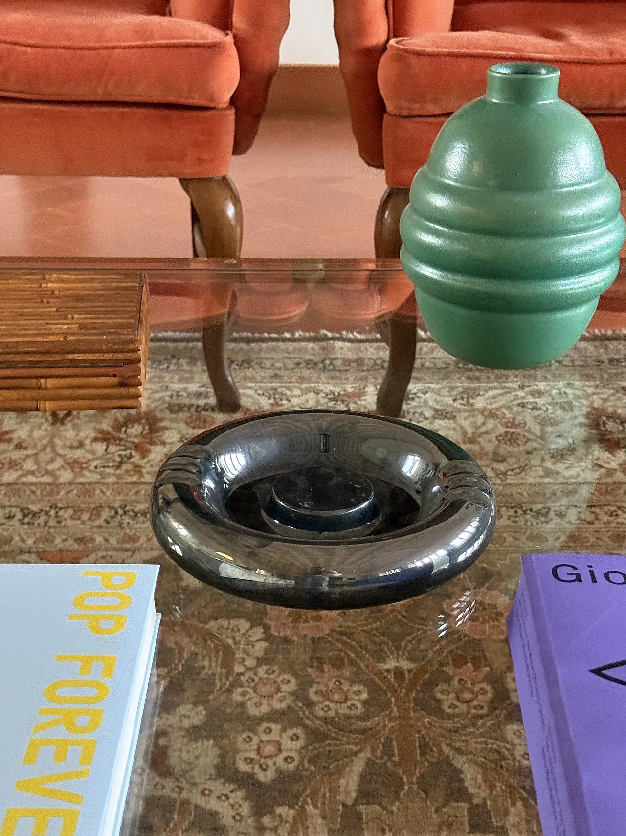 Iridescent blue ceramic ashtray, Italy 1970 7
