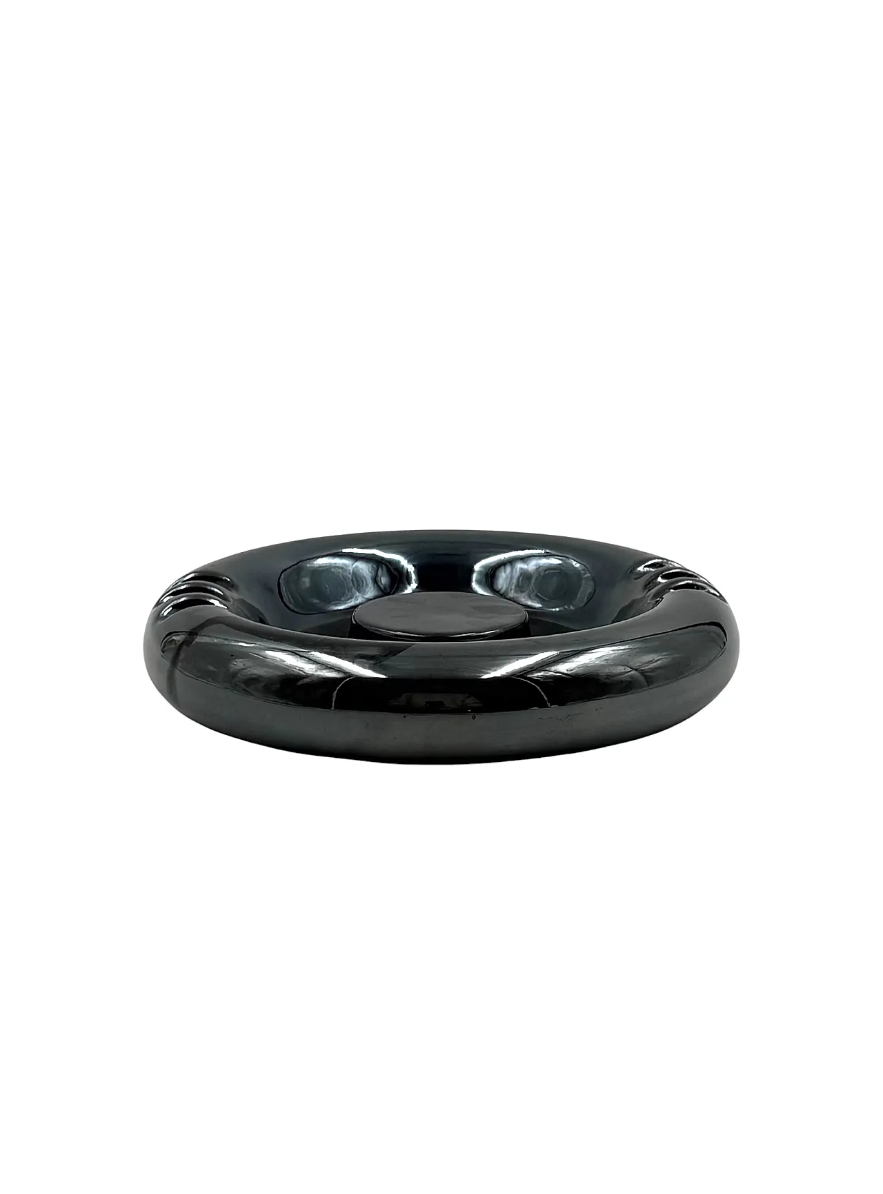 Iridescent blue ceramic ashtray, Italy 1970 9