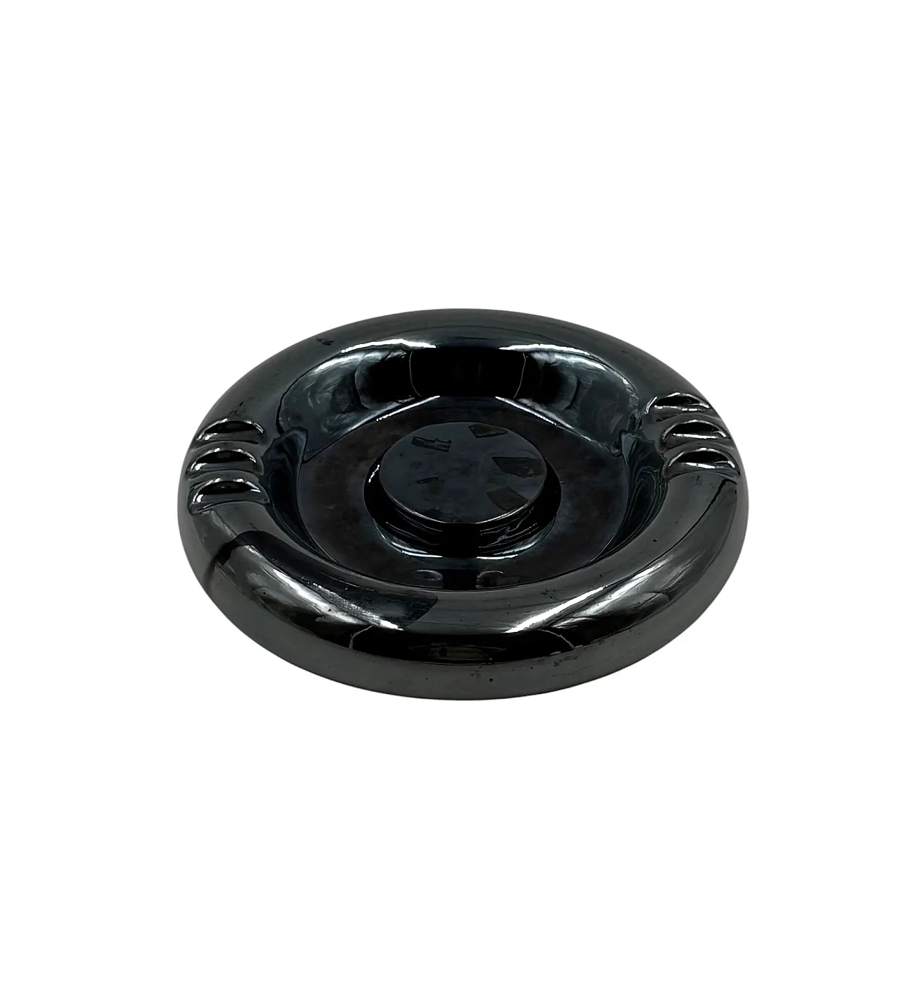 Iridescent blue ceramic ashtray, Italy 1970 10