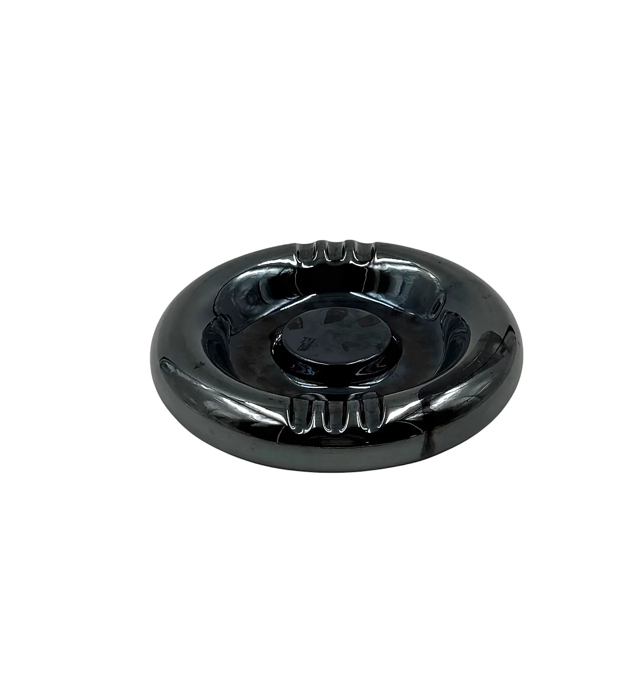 Iridescent blue ceramic ashtray, Italy 1970 11