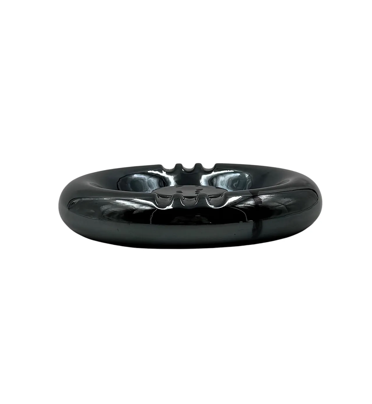 Iridescent blue ceramic ashtray, Italy 1970 12