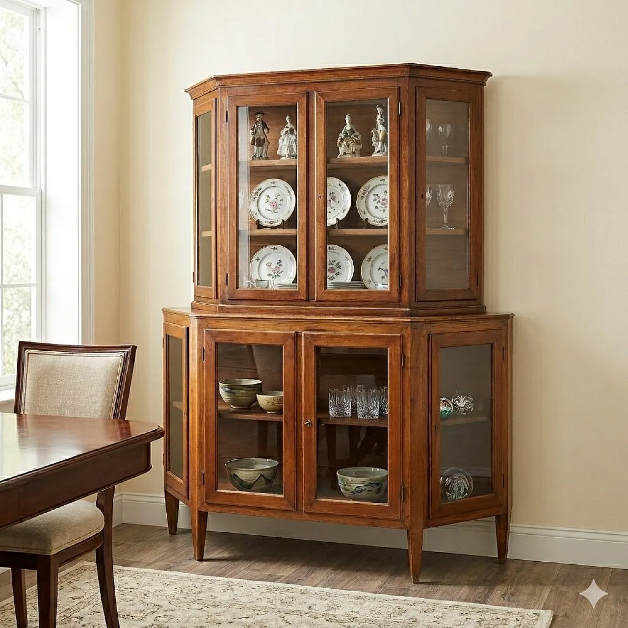 Double body corner sideboard in walnut, 19th century 2