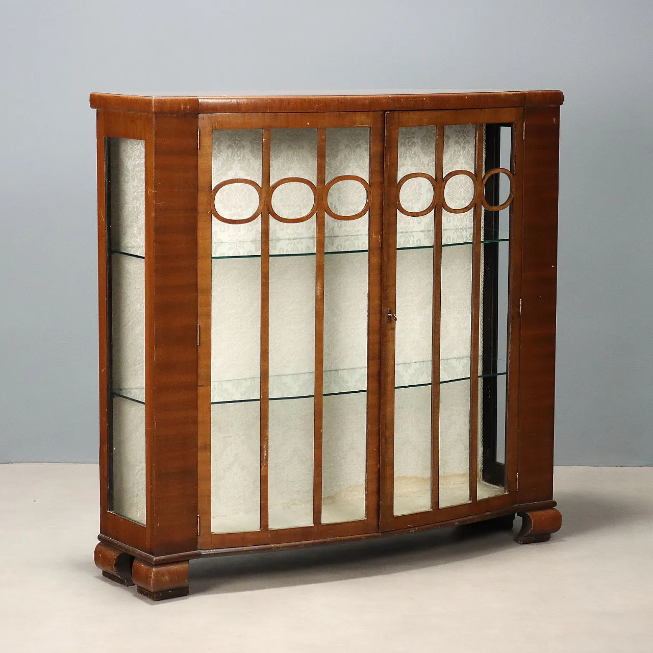 Art Deco showcase in mahogany veneer, 20th century 1